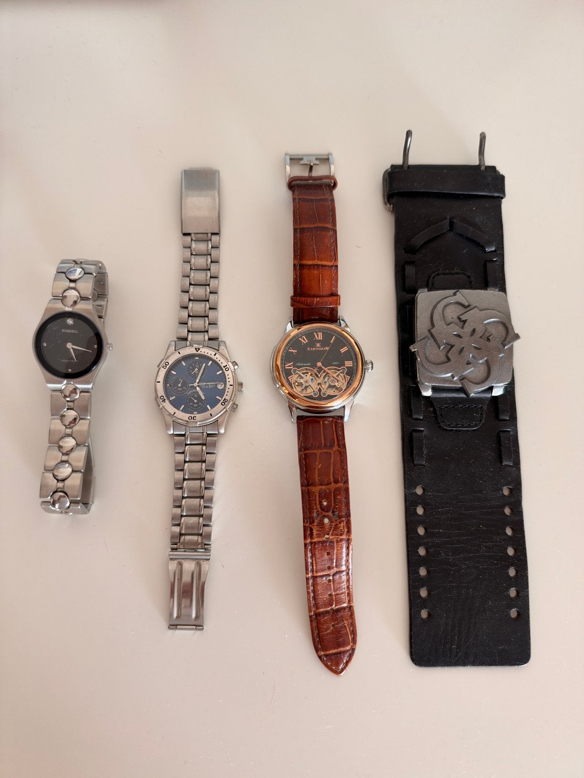 4 herenhorloges, waaronder een Earnshaw automatisch horloge, Ophalen of Verzenden, Gebruikt, Polshorloge, Overige merken