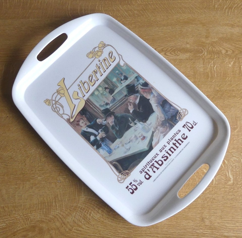 Libertine absint dienblad absinthe melamine, Kunststof, Gebruikt, Ophalen of Verzenden, Dienblad