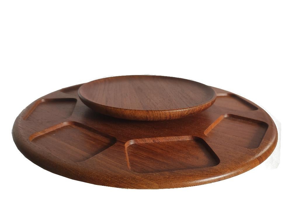Prachtig vintage teak Deens design Digsmed lazy susan, Ophalen of Verzenden, Gebruikt, Hout