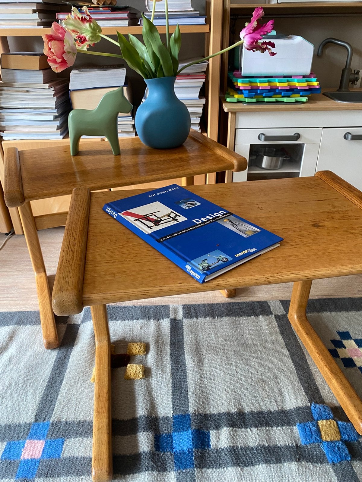 Set van 2 Salin Nyborg bijzettafels - Jaren '60 Deens design, Huis en Inrichting, Minder dan 55 cm, Gebruikt, Rechthoekig, Hout