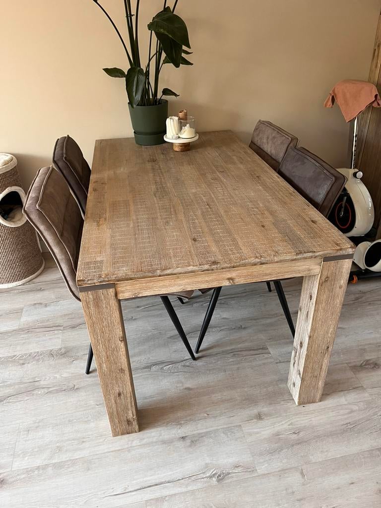 Eettafel houtlook 160x90, Huis en Inrichting, Tafels | Eettafels, Ophalen, 50 tot 100 cm, Zo goed als nieuw, 150 tot 200 cm