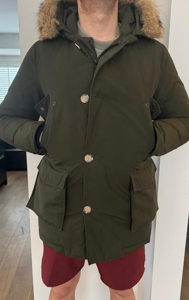 Woolrich Parka Jas - Maat M - Donkergroen, Kleding | Heren, Jassen | Winter, Ophalen of Verzenden, Zo goed als nieuw, Groen