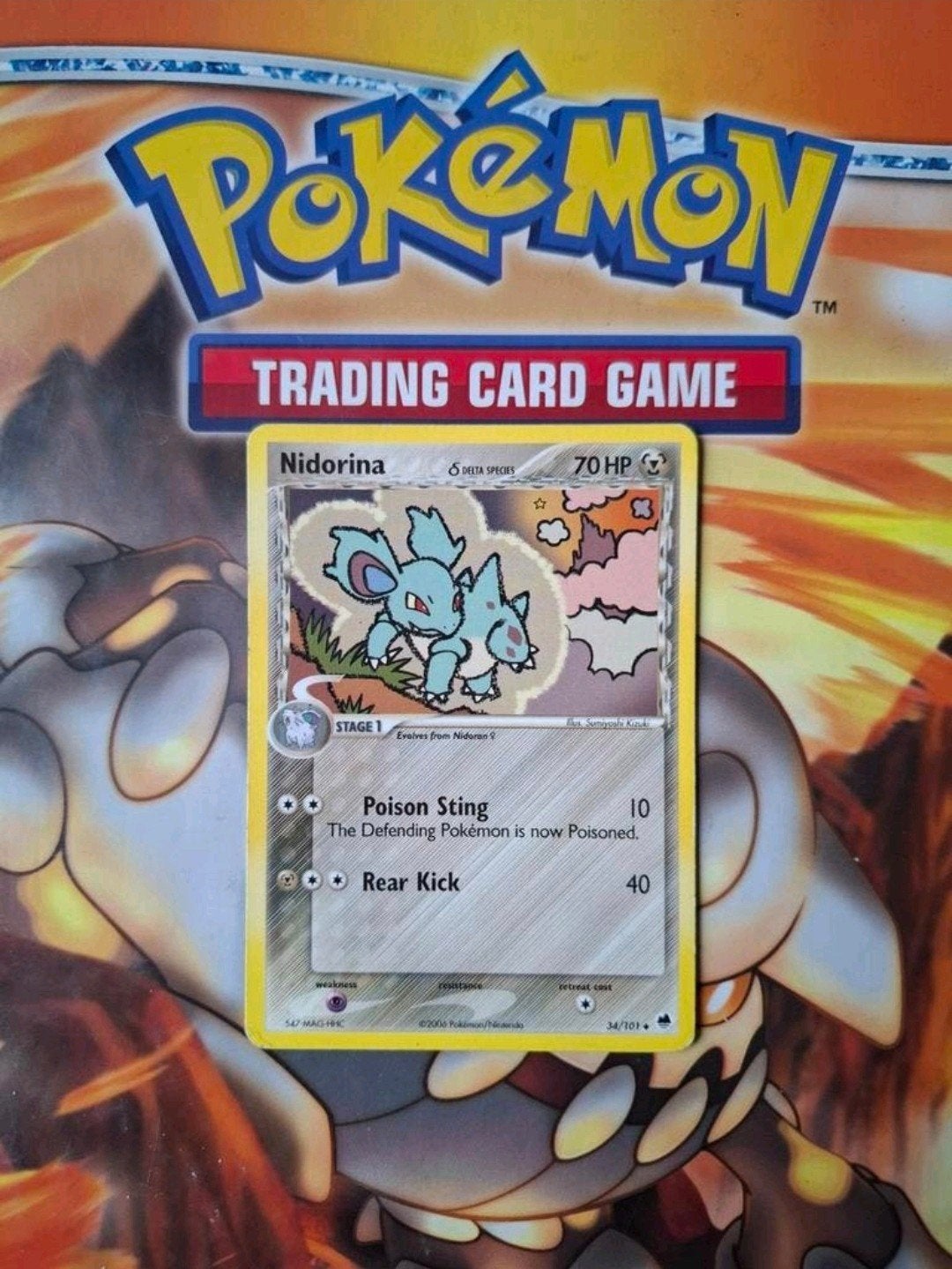 Nidorina 34/101 Ex Dragon Frontiers pokemon kaart, Ophalen of Verzenden, Gebruikt, Losse kaart