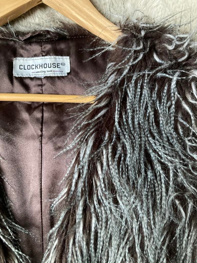 Clockhouse Bodywarmer Faux Fur Bruin/Grijs Maat M, Ophalen of Verzenden, Zo goed als nieuw, Maat 36 (S), Bruin