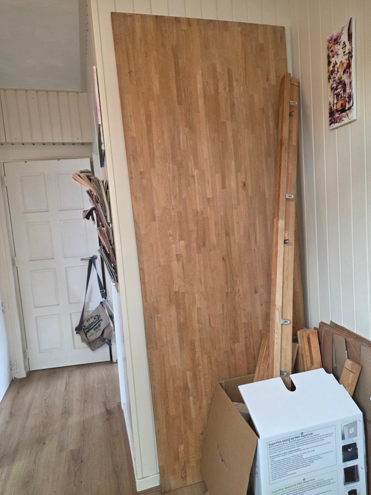 Prachtig massief eikenhouten tafel 228 x 89 cm, Huis en Inrichting, Gebruikt, Eikenhout, 200 cm of meer, Vijf personen of meer