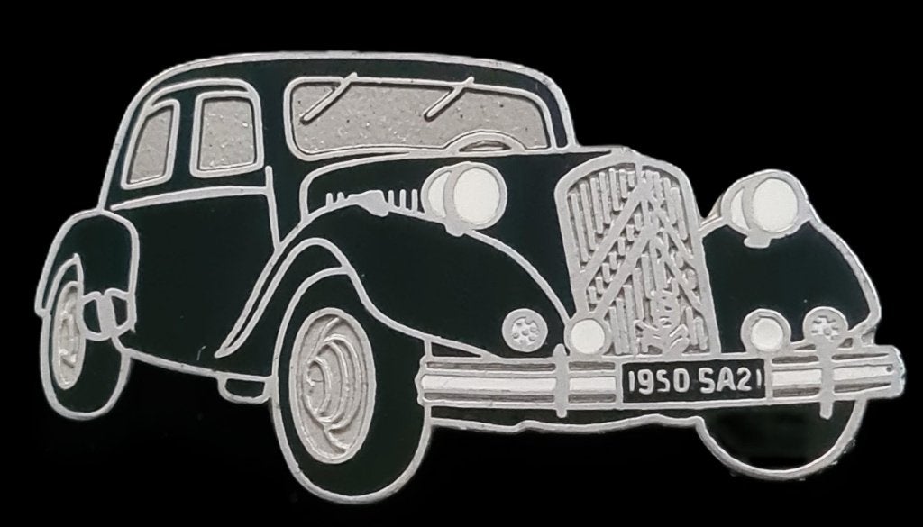 Citroën Traction- zwart emaille- 1950, Verzamelen, Ophalen of Verzenden, Nieuw, Transport, Speldje of Pin