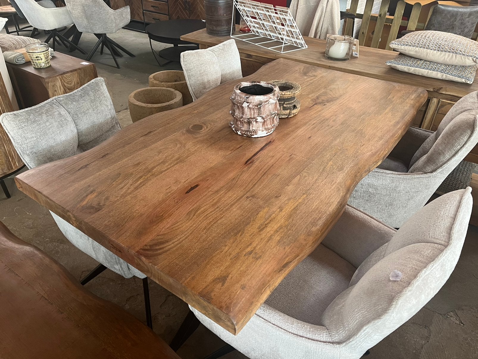 Magazijn leegverkoop boomstamtafel mangohout matrix zwart, Hout, Nieuw, Ophalen of Verzenden, Info@wkhome.nl