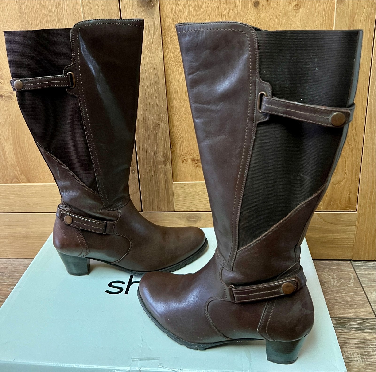 Sheego laarzen mt 42, extra flex, extra wijde schacht, Ophalen of Verzenden, Gedragen, Bruin, Hoge laarzen