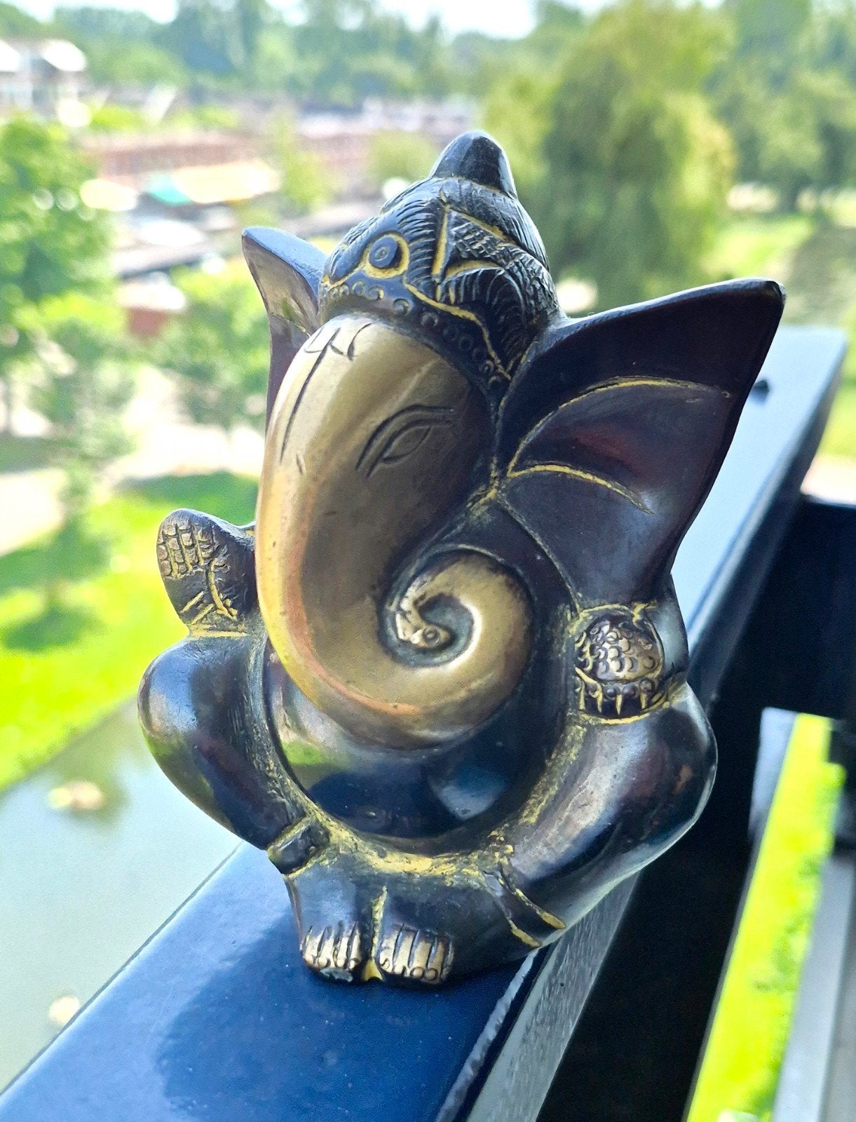 Ganesha bronzen beeld, Minder dan 20 cm, Ophalen of Verzenden, Beeld, Goud
