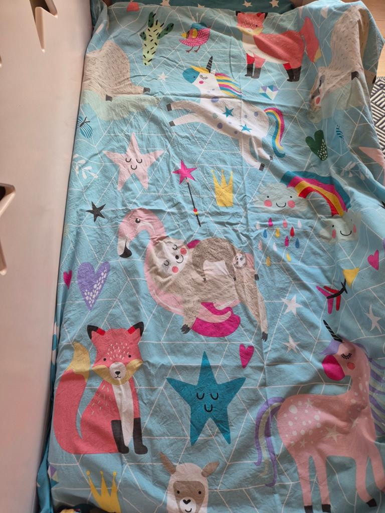Dekbedovertrek peuter 120x150 cm eenhoorns en andere dieren, Gebruikt, Overige kleuren, Meisje, Dekbedovertrek