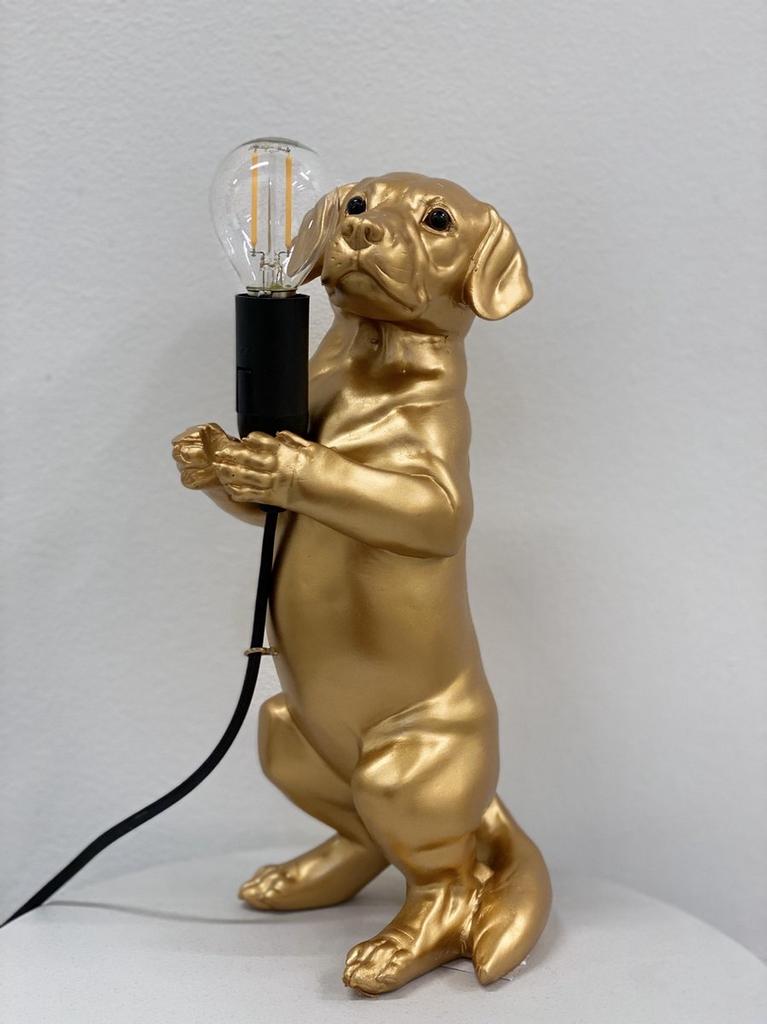 Schattig!! Gouden Tafellamp Hond, Huis en Inrichting, Ophalen, Gebruikt, Overige materialen, Minder dan 50 cm