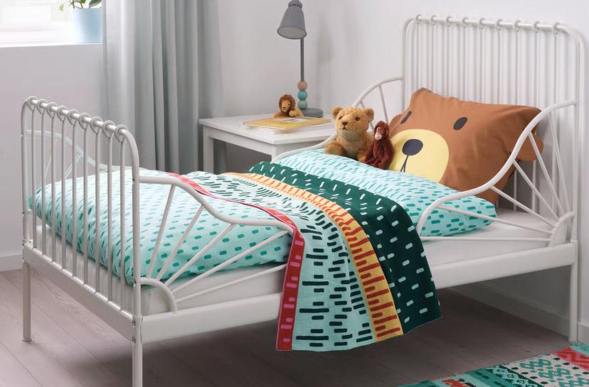 Meegroei bed IKEA minnen wit, Kinderen en Baby's, Kinderkamer | Bedden, Ophalen, 70 tot 85 cm, Zo goed als nieuw, Lattenbodem