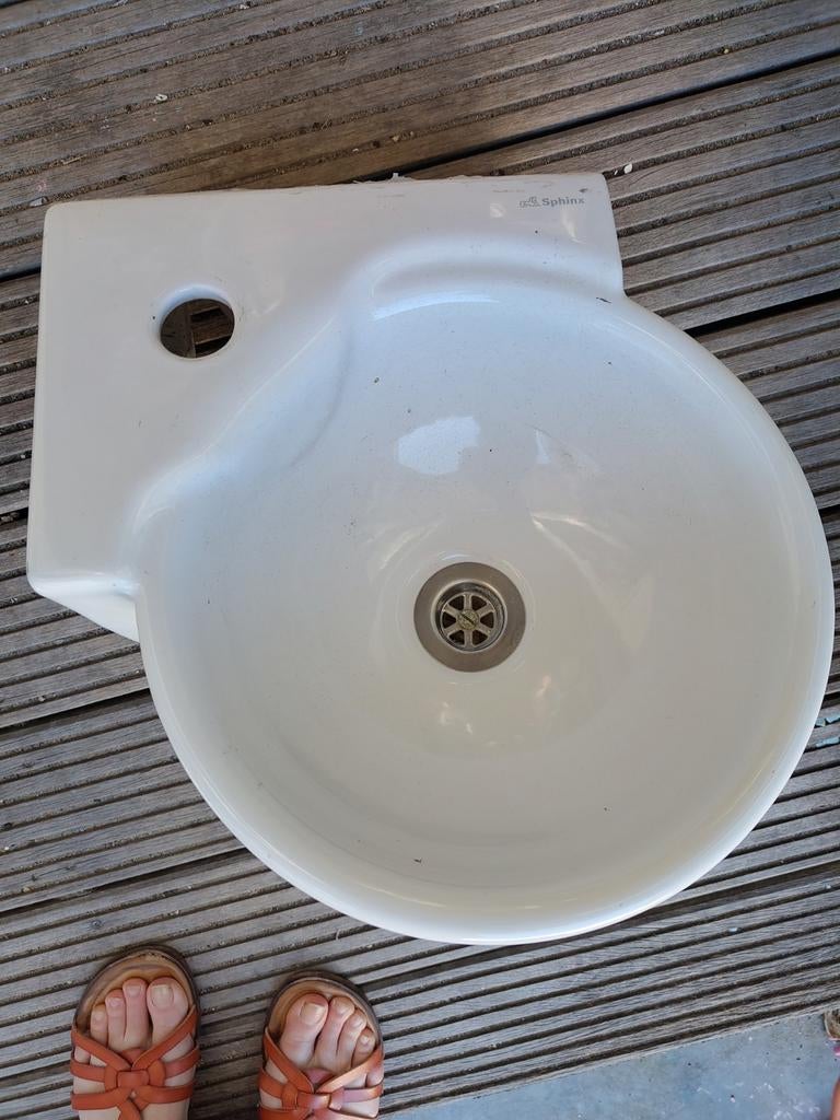 Witte Sphinx wasbakje met afvoer voor in toilet, Doe-het-zelf en Verbouw, Sanitair, Ophalen, Gebruikt, Wastafel