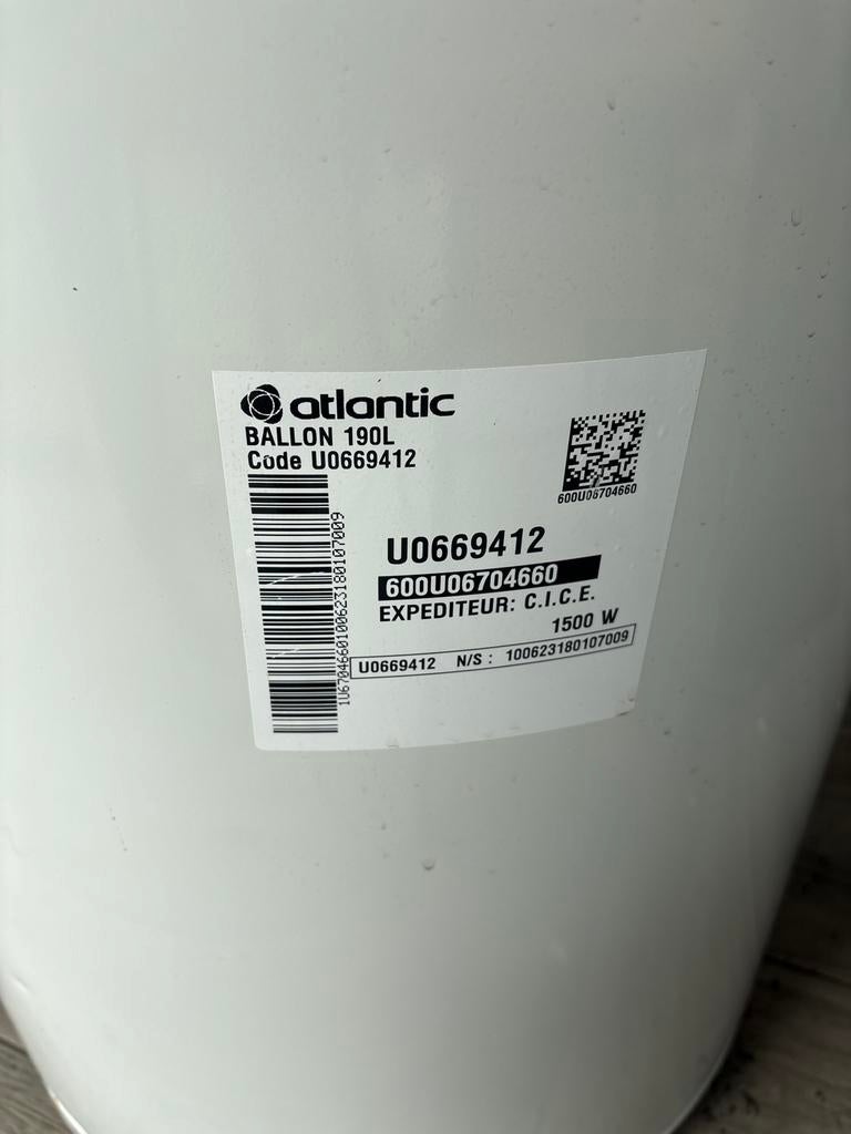 Atlantic tapwatervat / Boiler met spiraal 190L U0669412, Ophalen of Verzenden, Gebruikt