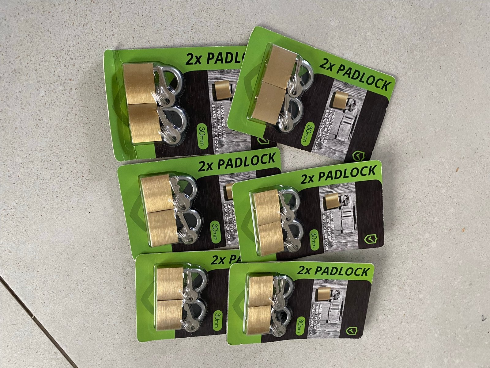 Set van 2 messing hangsloten - 30mm, Ophalen of Verzenden, Nieuw, Koper of Messing, Slot