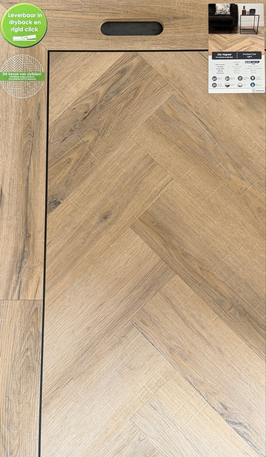 Pvc vloer met band en bies compleet gelegd voor €49,95!!, Visgraat met band en bies, 75 m² of meer, Beige, Overige typen