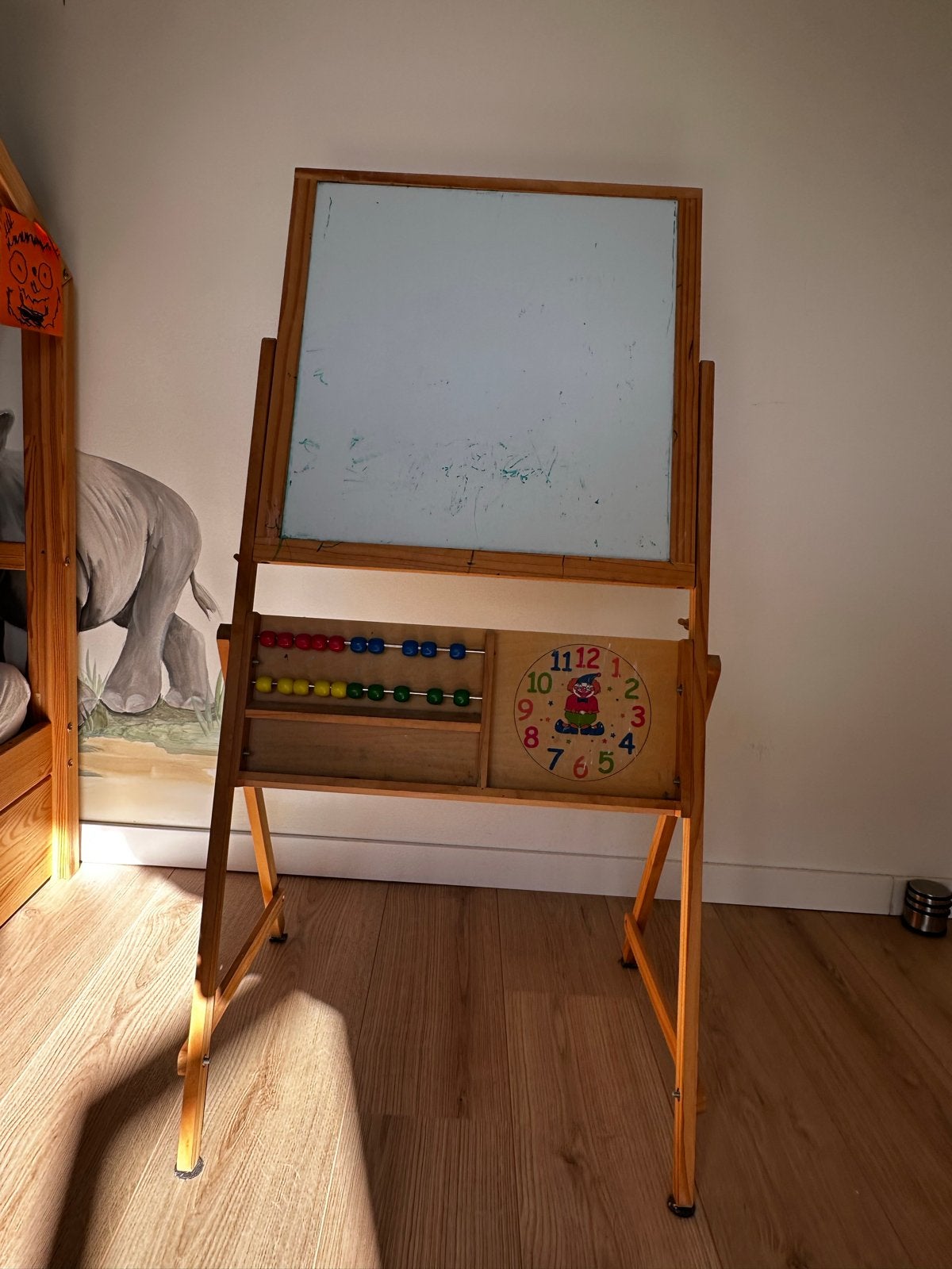 Krijtbord met whiteboard, met telraam en klok, Ophalen, Gebruikt