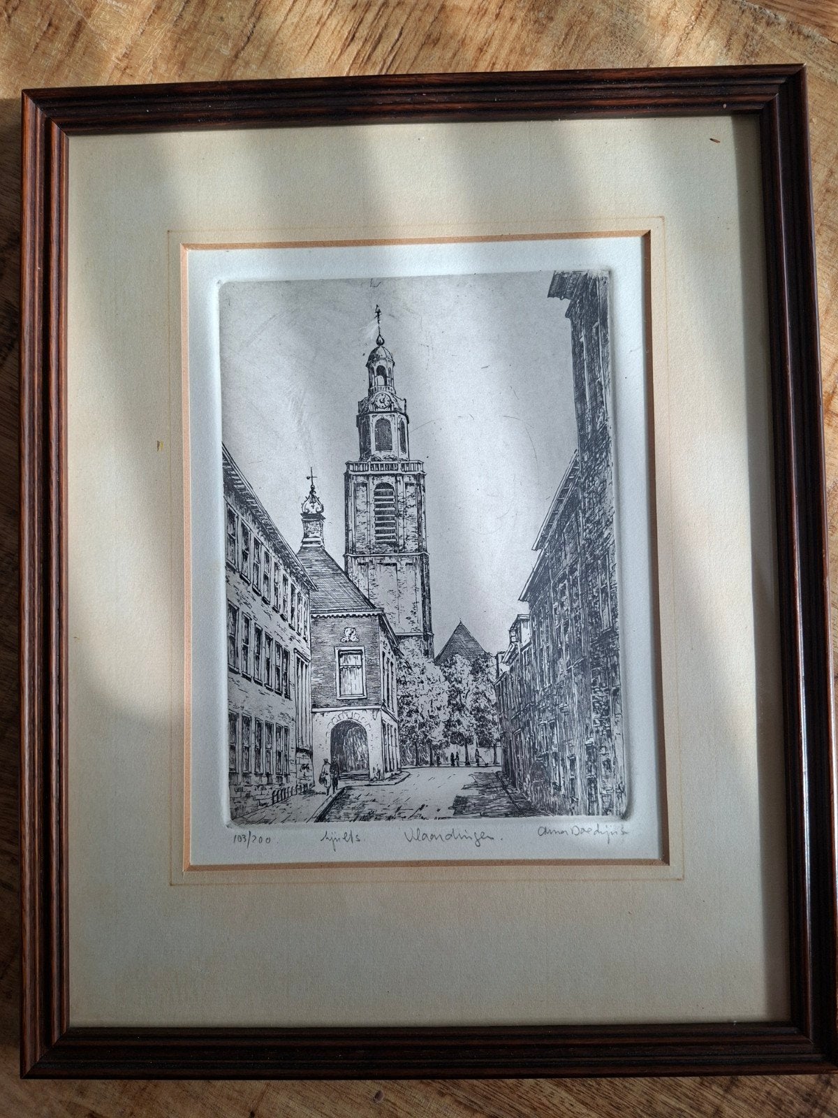Ets van Vlaardingen, gesigneerd en genummerd, Anna Doedijns, Antiek en Kunst, Ophalen of Verzenden, 1950 - 1999, Ets, Genummerd