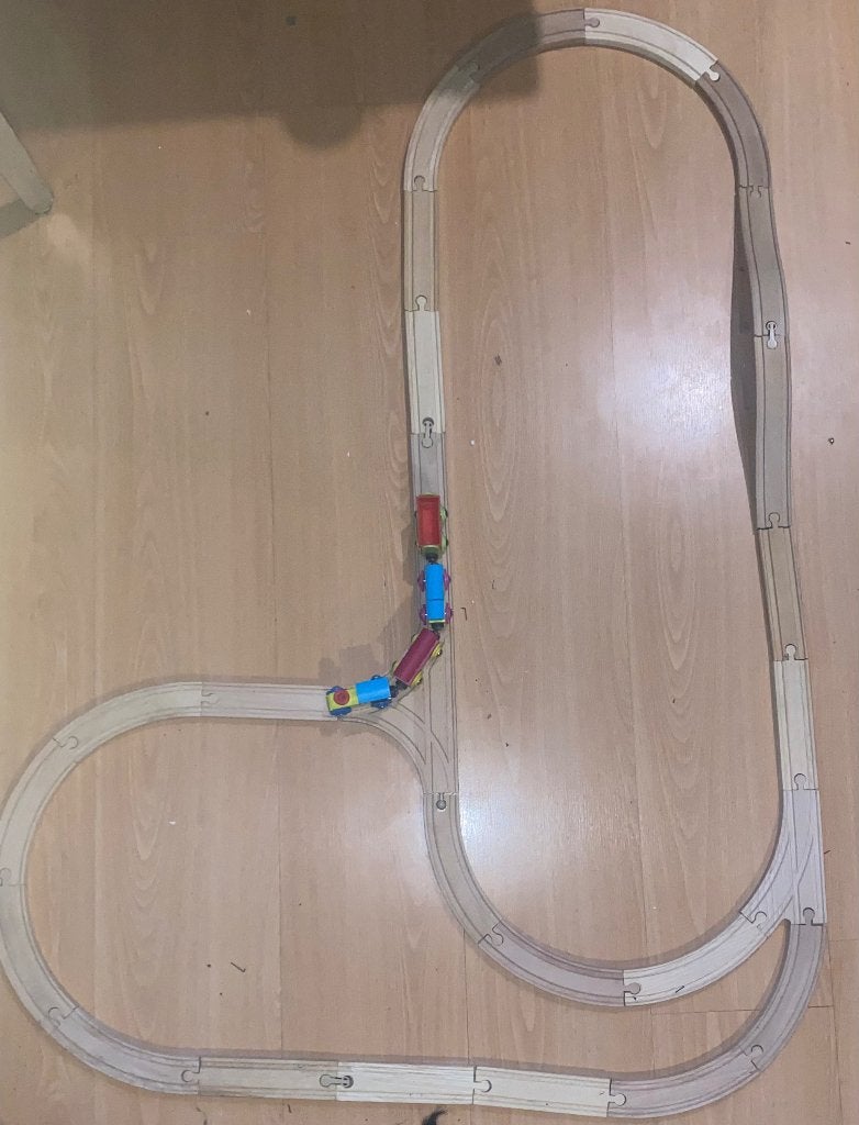 houten trein baan met brug wissels etc, Ophalen of Verzenden, Zo goed als nieuw, Overige typen