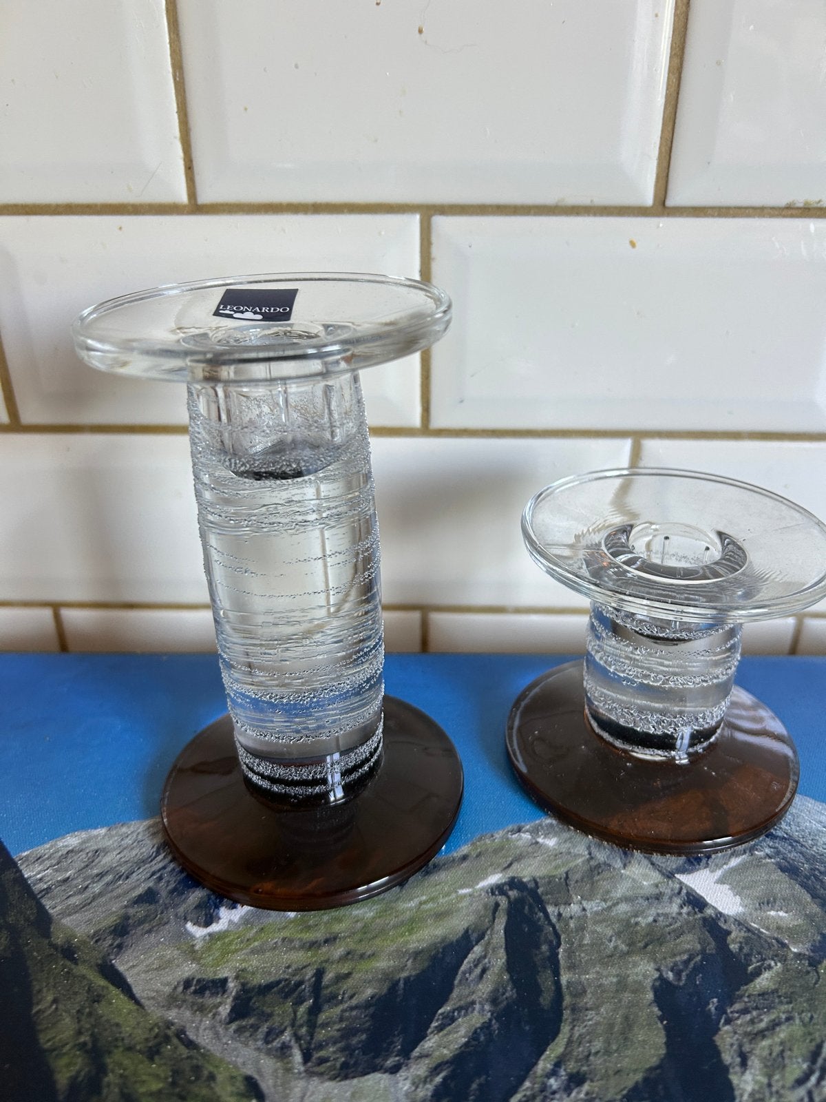 Leonardo Kandelaars Set - Glas, Meerkleurig, Overige merken, Ophalen of Verzenden, Kandelaar