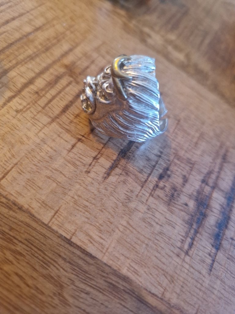 925 zilveren ring, aap. Maat 20., Ophalen of Verzenden, Zilver, Ring