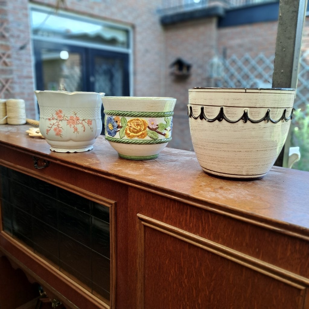 bloempot, Ophalen, Rond, Aardewerk, Minder dan 40 cm