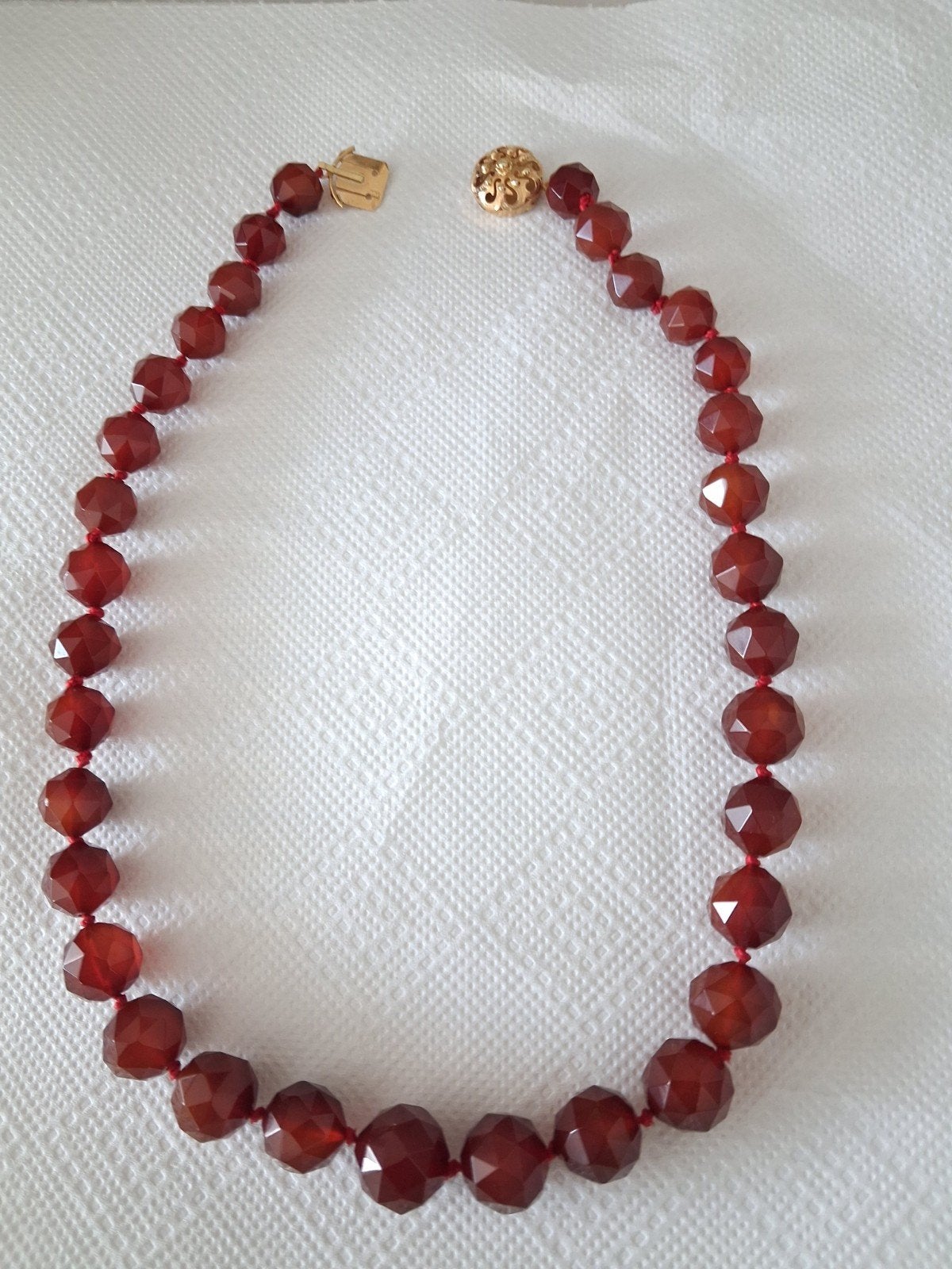 Zeeuwse Carneool en 14 krt gouden ketting 45 cm, Ophalen of Verzenden, Goud, Ketting