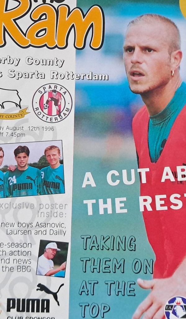 Derby County - Sparta 1996/1997, Verzamelen, Sportartikelen en Voetbal, Ophalen of Verzenden, Zo goed als nieuw, Sparta, Boek of Tijdschrift
