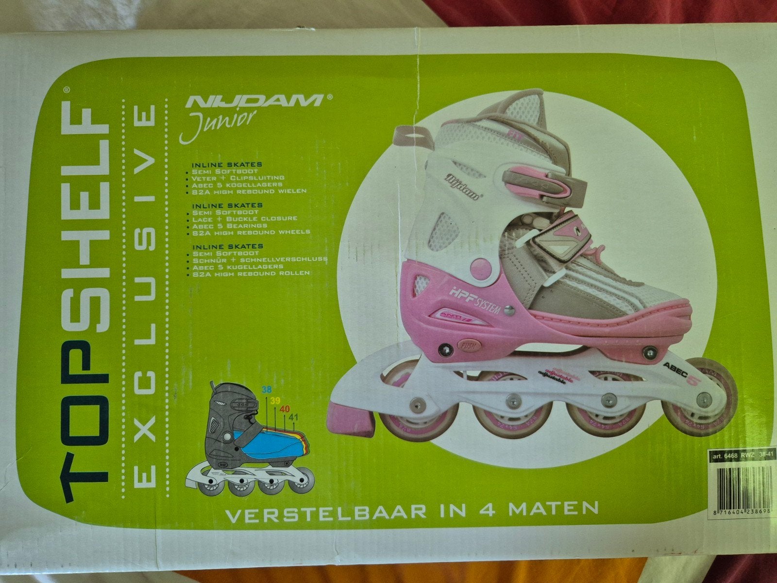 Verstelbare inline skates van nijdam NIEUW, Verstelbaar, Kinderen, Nieuw, Inline skates 4 wielen