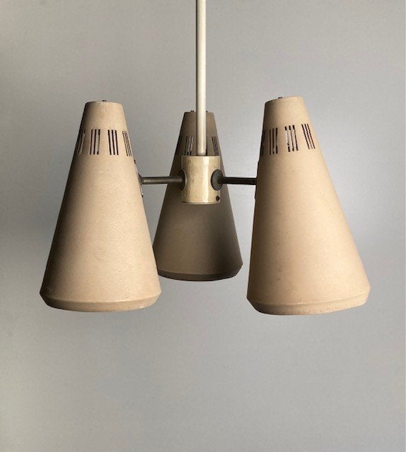 Zeldzame vintage hanglamp 3 delig van de firma Philips, Huis en Inrichting, Lampen | Hanglampen, Ophalen of Verzenden, Zo goed als nieuw