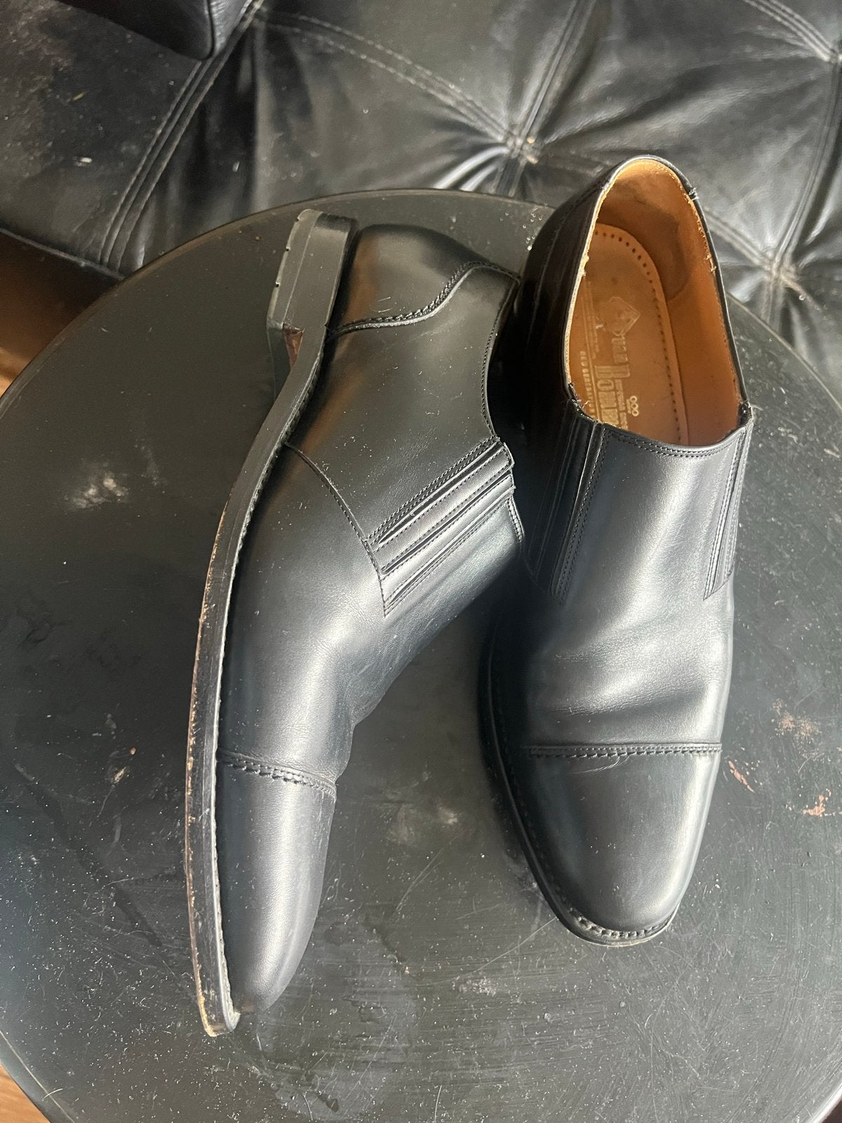 Floris Van Bommel zwarte leren instappers maat 44 1/2, Ophalen of Verzenden, Gedragen, Zwart, Loafers