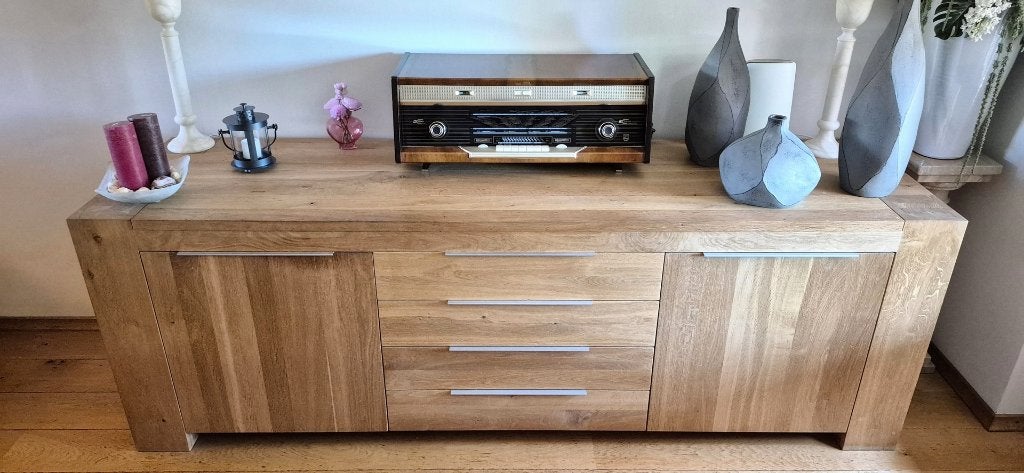 Dressoir Quint Massief Eiken Goossens, Ophalen, Gebruikt, Met deur(en), Eikenhout