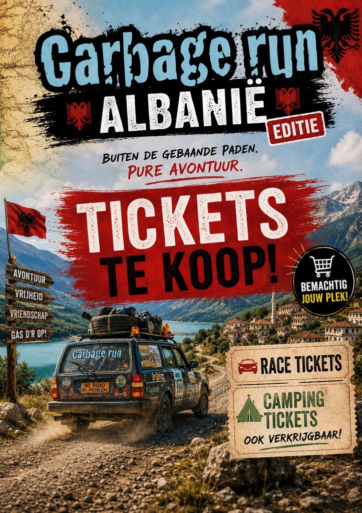 Carbage Run Albanië ticket deelname auto incl Camping ticket, Eén persoon