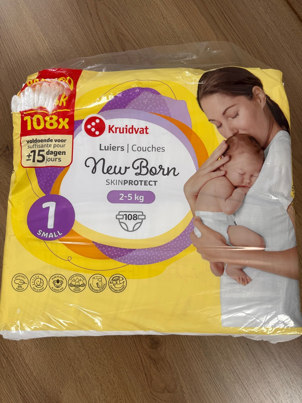 Kruidvat New Born Luiers Maat 1 (2-5 kg) - 108 stuks, Ophalen, Nieuw