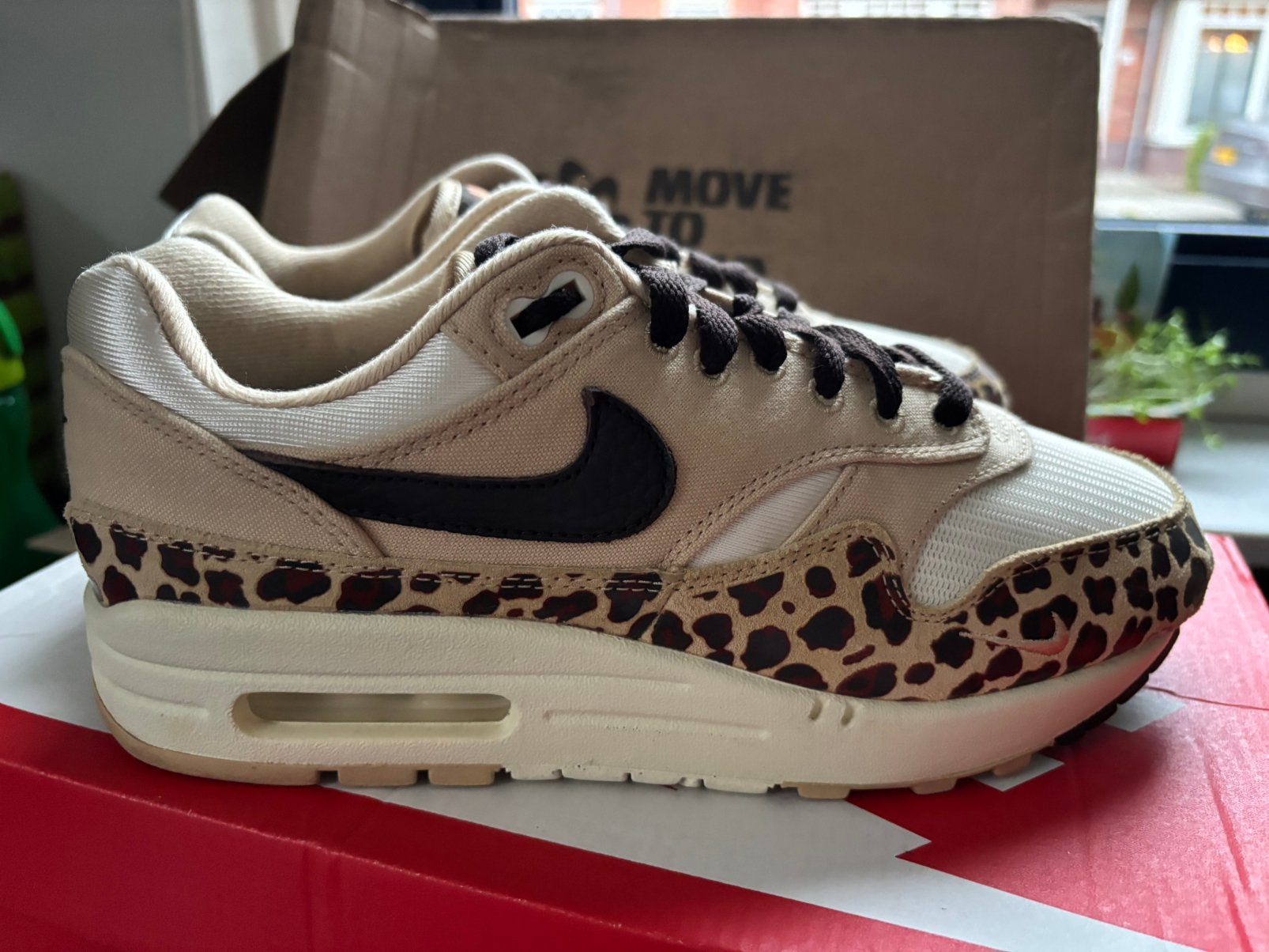 Nike air max 1 leopard print maat 39, Bruin, Verzenden, Sneakers of Gympen, Zo goed als nieuw