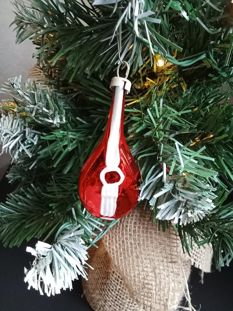 oude dun glazen kerstbal model instrument, Ophalen of Verzenden, Gebruikt
