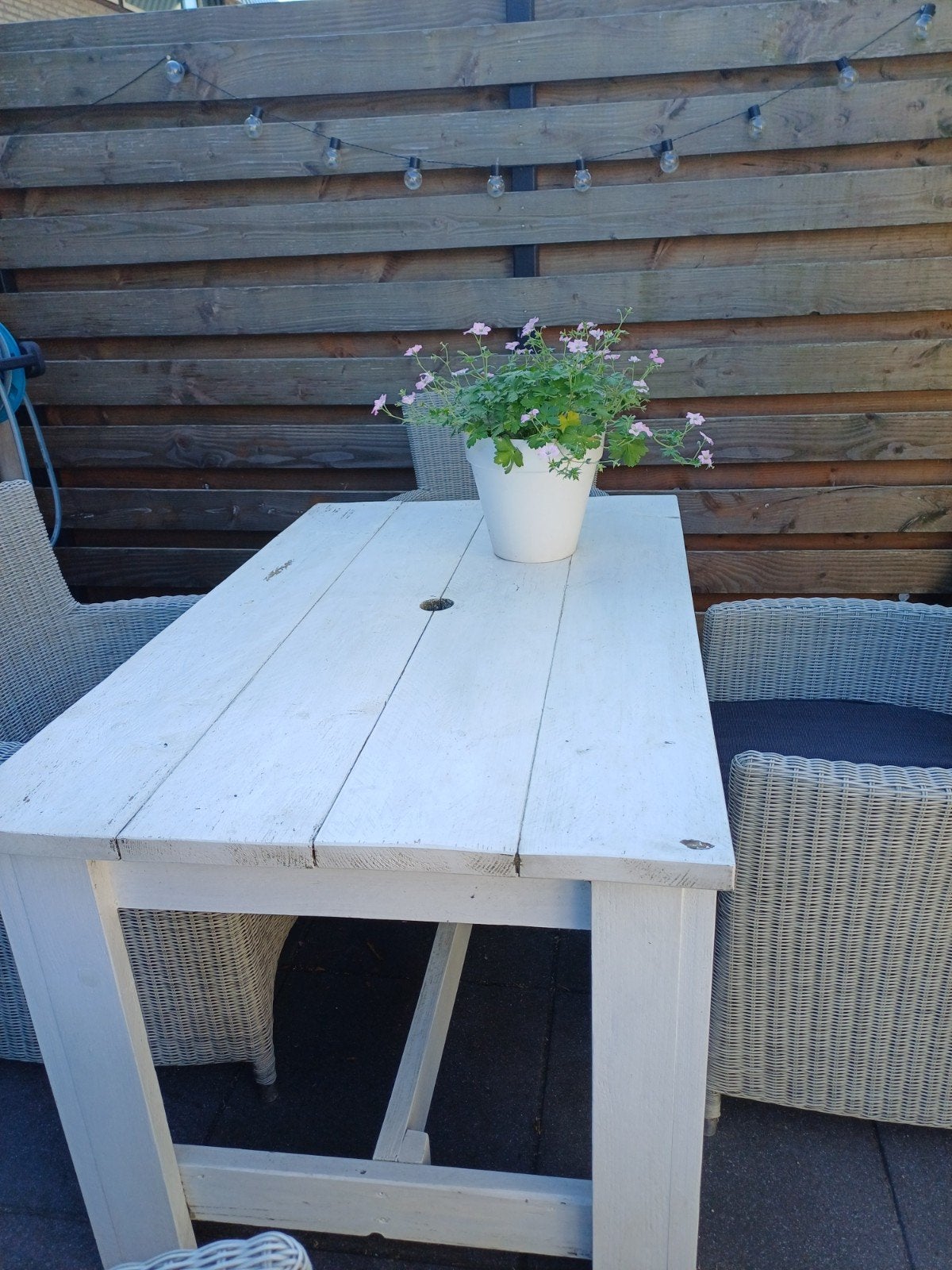 witte tuintafel van steigerhout, Ophalen, Gebruikt, Steigerhout
