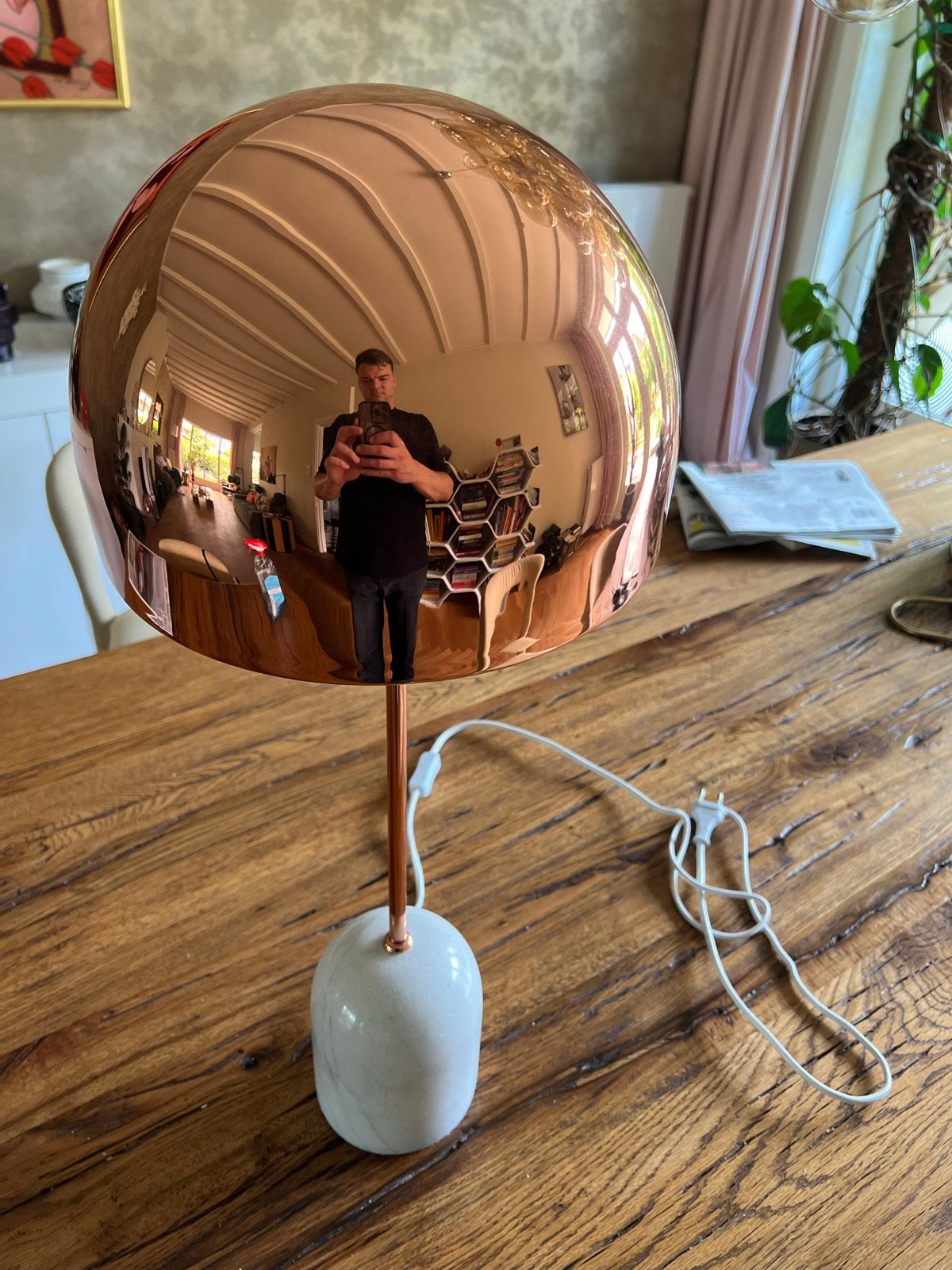 Home Sweet Home Rose Gouden Lamp met Marmeren Voet, Ophalen, Overige merken, Goud, Zo goed als nieuw