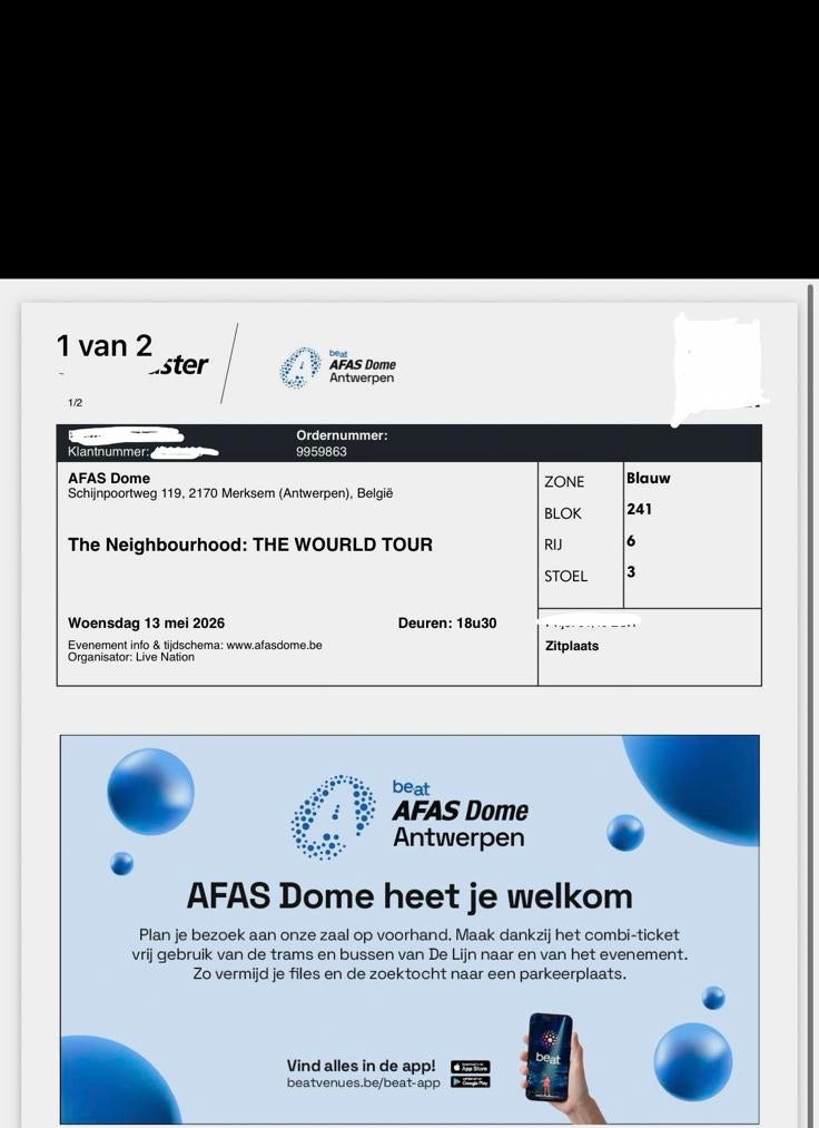 The neighbourhood concert ticket, Twee personen, Mei