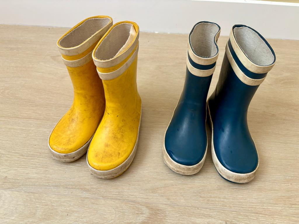 Regenlaarsjes maat 26/27 - Geel en Blauw, Ophalen of Verzenden, Gebruikt, Jongen of Meisje, Laarzen