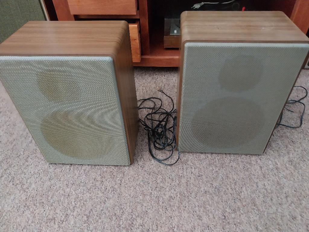 Jaren 60 70 luidsprekers en audio, Audio, Tv en Foto, Luidsprekers, Gebruikt, Front, Rear of Stereo speakers, Minder dan 60 watt