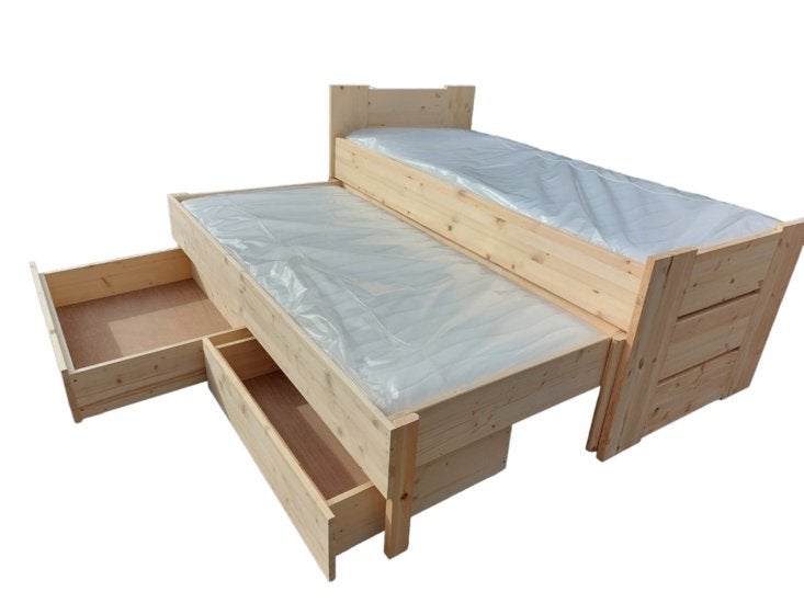 1-persoonsbed HARMEN met onderbed en 2 laden, Kinderen en Baby's, Kinderkamer | Bedden, Nieuw, 180 cm of meer, 85 tot 100 cm, Matras