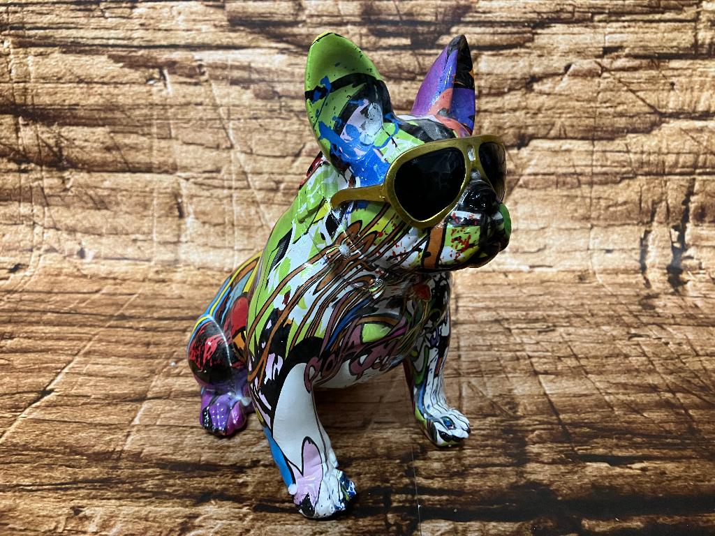 French Bulldog graffiti Beeld, Antiek en Kunst, Beschilderd, Kunststof, Ophalen of Verzenden, 20 - 50 cm