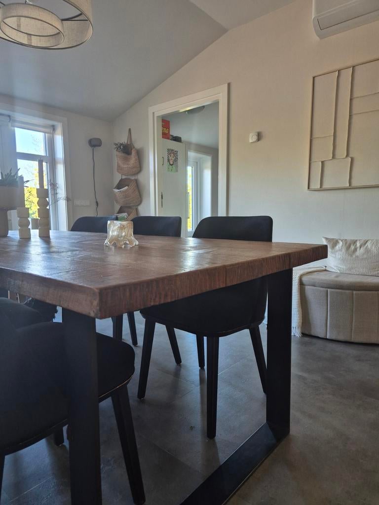 Teak houten eetkamertafel, Ophalen, Gebruikt, 200 cm of meer, 50 tot 100 cm