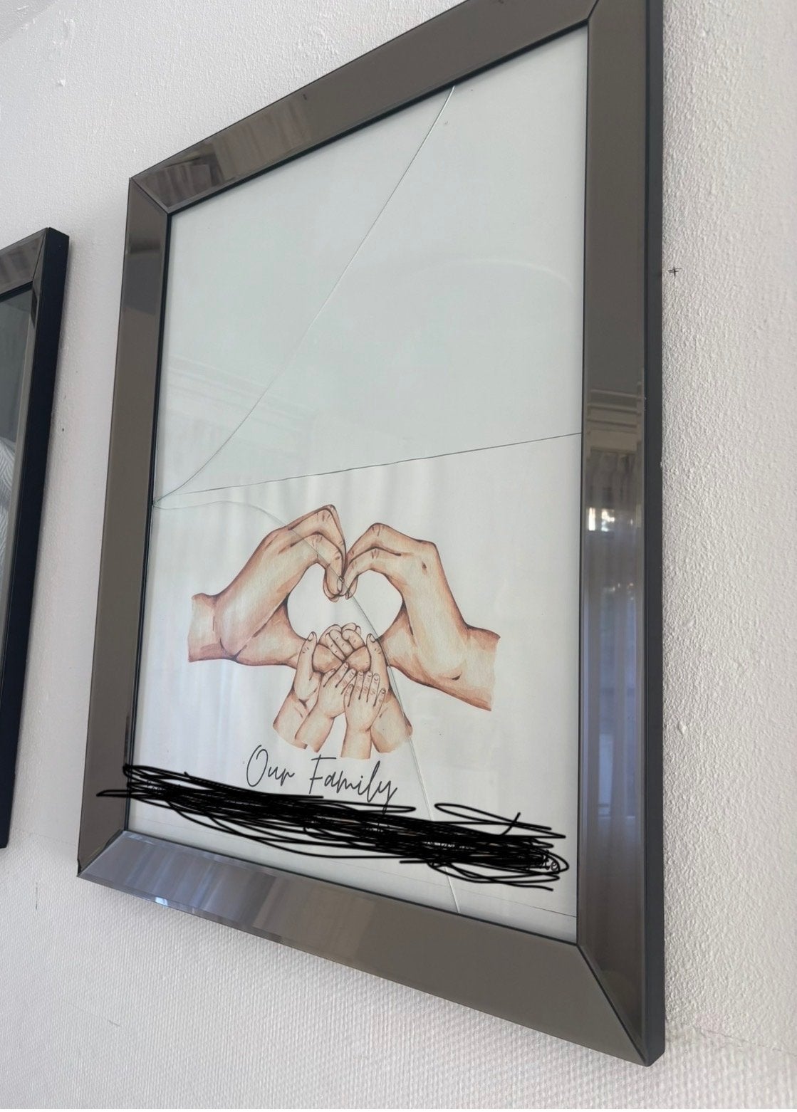 Grote fotolijsten Eric Kuster stijl - 1 met barst, Gebruikt, Ophalen of Verzenden, Glas, Hangend
