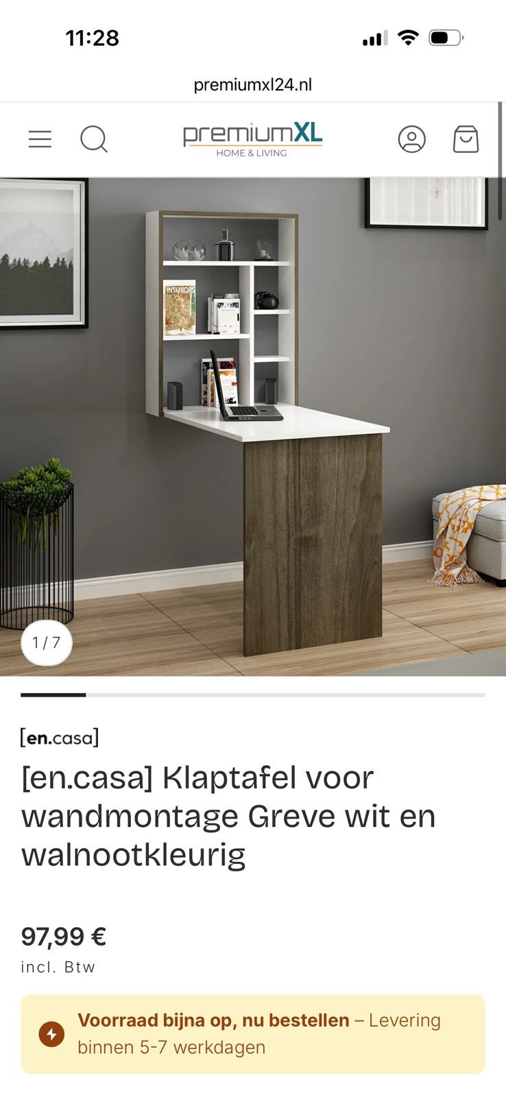 Uitklaptafel met klein kastje voor aan de muur, Ophalen, Nieuw