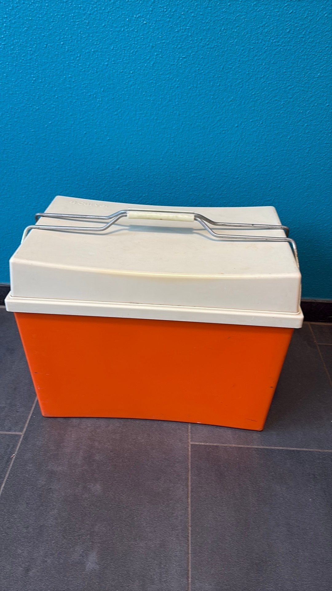 Vintage oranje curver koelbox, Ophalen of Verzenden, Gebruikt, Koelelement