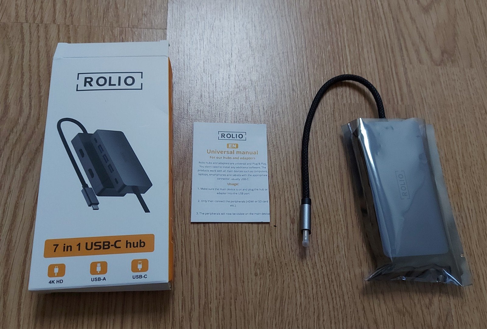 Rolio 7 in 1 USB-C hub. NIEUW!, Computers en Software, Dockingstations, Ophalen of Verzenden, Nieuw, USB-hub, Rolio