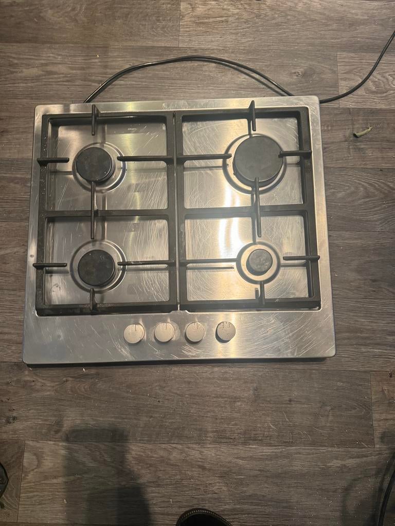 Nette Constructa RVS Gaskookplaat - 4 Pitten, Witgoed en Apparatuur, Kookplaten, Ophalen, 4 kookzones, Zo goed als nieuw, Inbouw