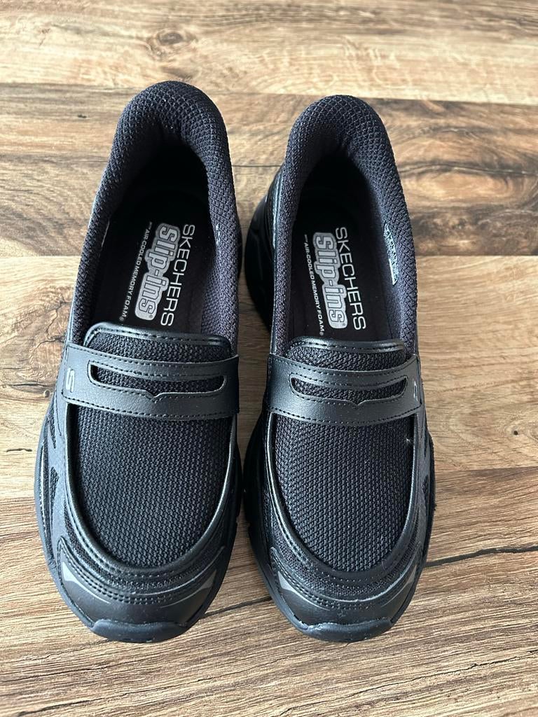 Skechers Slip-ins: Zwarte Instappers met Air-Cooled Memory F, Meisje, Schoenen, Nieuw, Ophalen of Verzenden